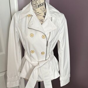 Black Rivet White Double-Breasted Trench Coat